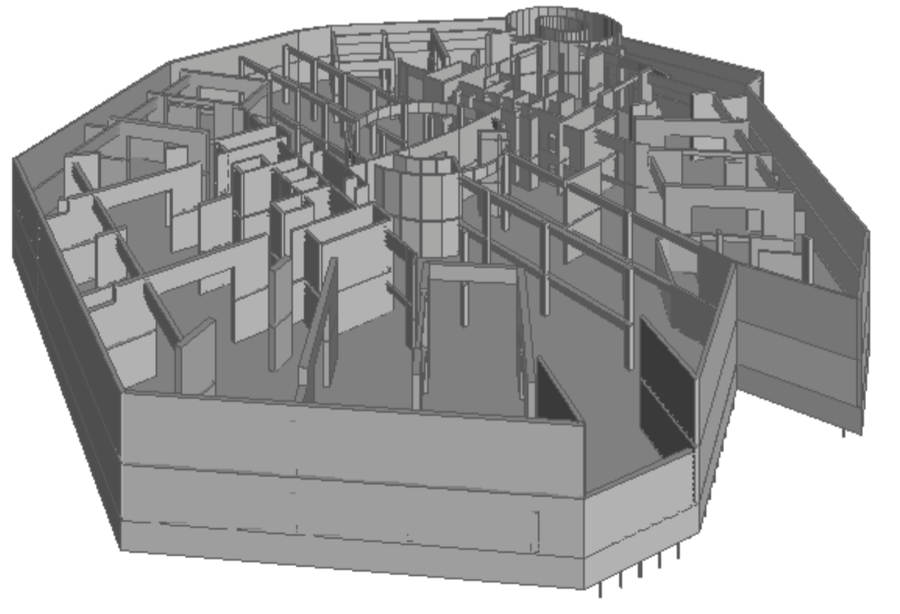 Отображение модели фундамента с учетом назначенных сечений в ПК ЛИРА-САПР