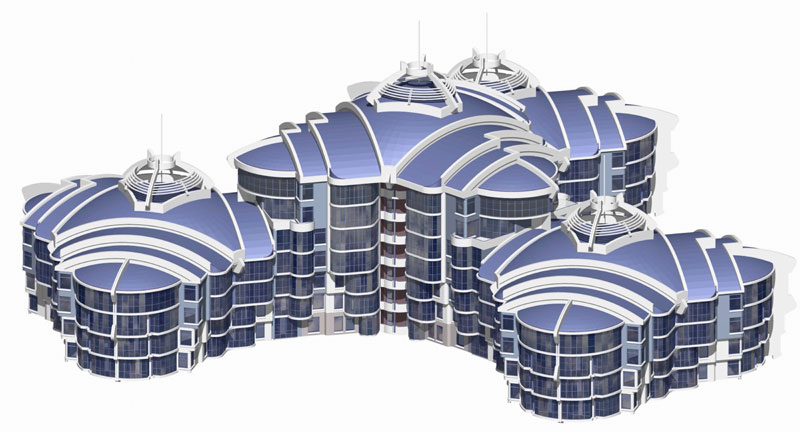 3D вид монолитной конструкции крыши.