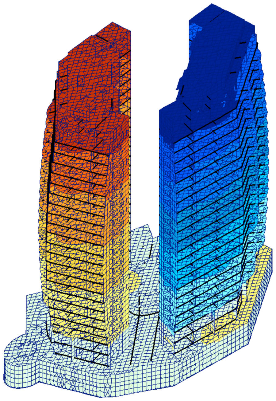 Конечно-элементная модель здания в ПК ЛИРА-САПР